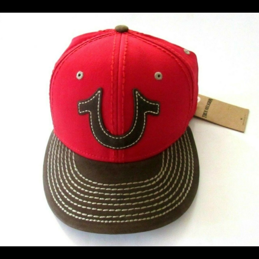 True Religion Horse Shoe Red Hat Cap Adjustable